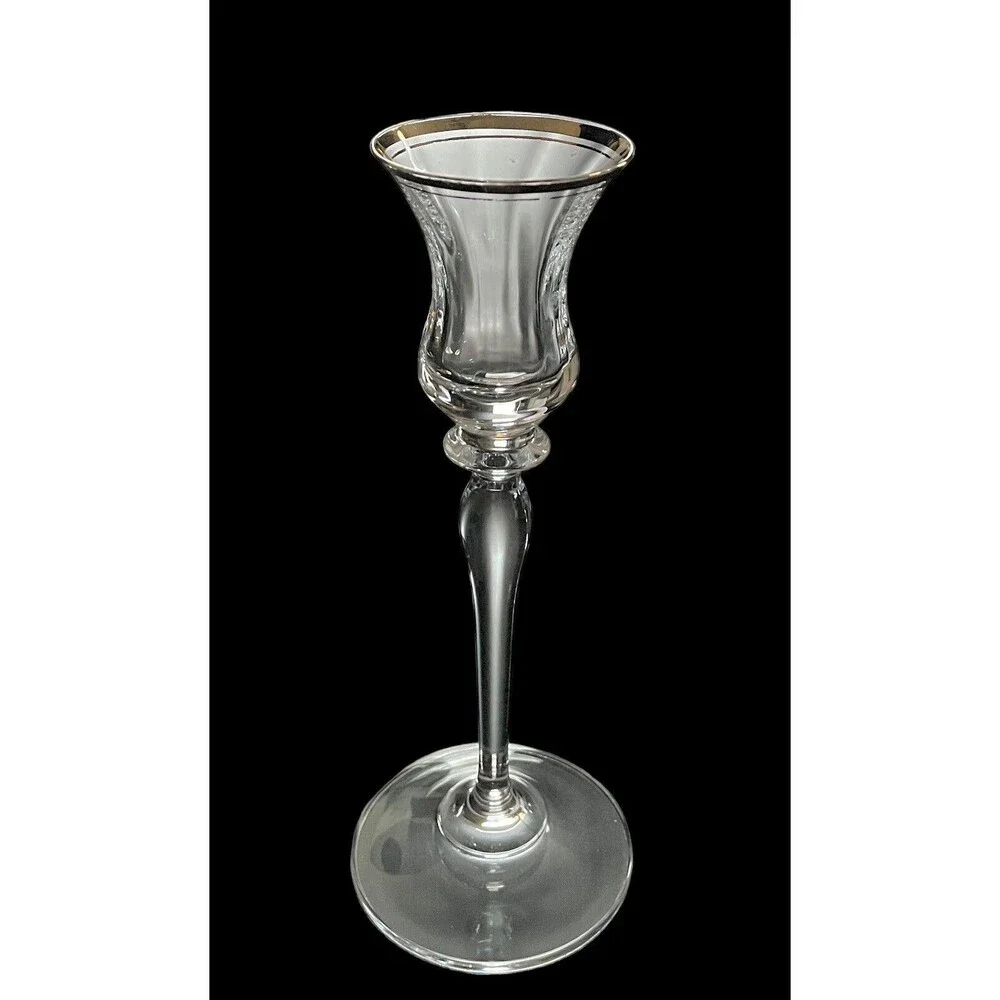 Vintage Mikasa Jamestown Clear Gold Trim‎ Crystal Single Candlestick Holder EUC